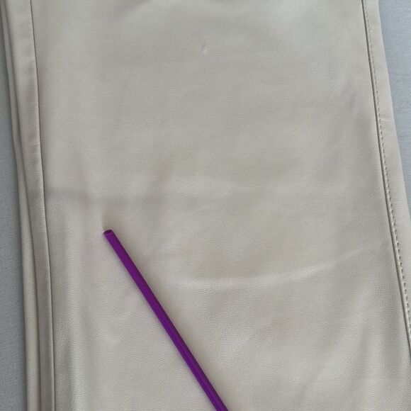 ZARA Women’s Faux Leather Pants Beige/Cream Size 6US - Picture 7 of 12